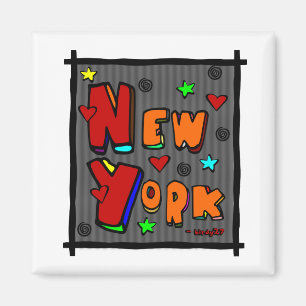 Aimant New York génial, art dans le cadre, multicolore