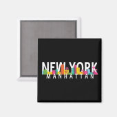 Aimant New York Manhattan skyline avec palmiers (Recto/Verso)