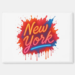 Aimant New York Neon Street Art - Retro coloré