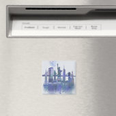 Aimant New York Skyline - Aquarelle bleue (In Situ (Lave-vaisselle))