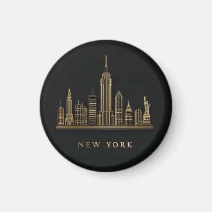 Aimant New York Skyline Gold Line Art