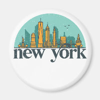 New York Vintage Retro City Skyline City Art