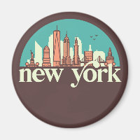 New York Vintage Retro City Skyline City Art