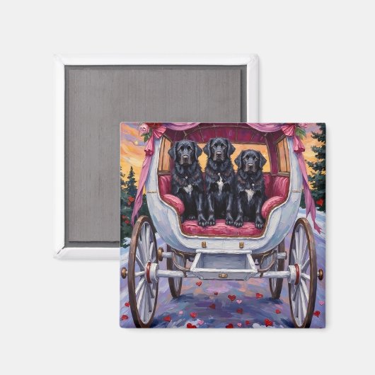 Aimant Newfoundland Dog Valentine's Day (Recto/Verso)