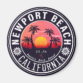 Aimant Newport Beach California Retro Sunset Souvenir 80s (Devant)