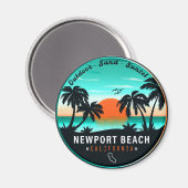 Aimant Newport Beach California Retro Sunset Souvenir 80s (Recto/Verso)
