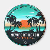 Aimant Newport Beach California Retro Sunset Souvenir 80s (Devant)