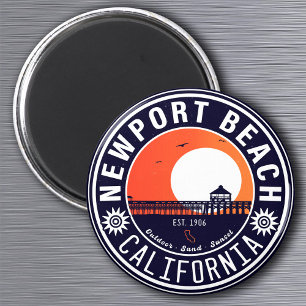 Aimant Newport Beach California Retro Sunset Vacation 80s