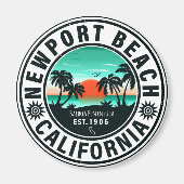 Aimant Newport Beach California Retro Sunset Vacation 80s (Devant)
