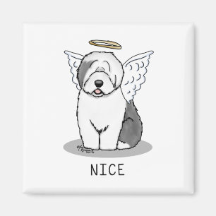 Aimant Nice Angel Old English Sheepdog (Gris 1) - mignon