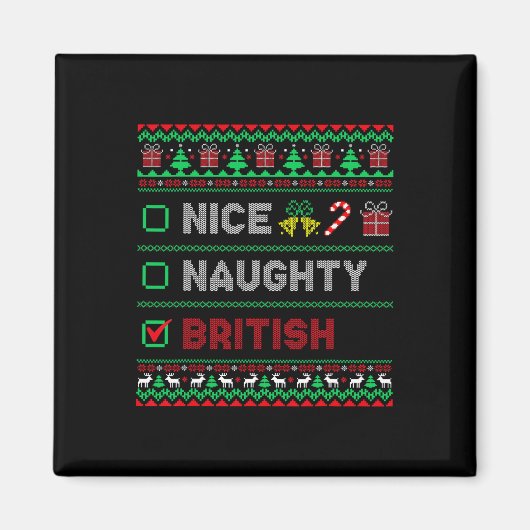 Aimant Nice Naughty British Christmas Checklist Angleterr (Devant)