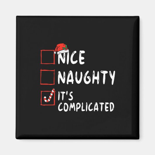 Aimant Nice Naughty It's Complicated Christmas List Santa (Devant)