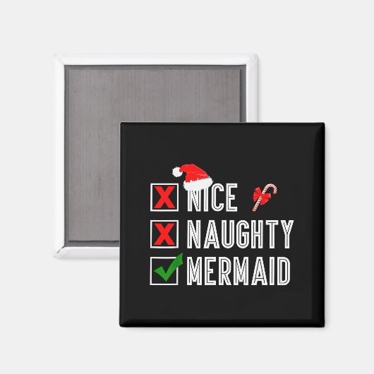 Aimant Nice Naughty Mermaid Merry Christmas Santa Claus X (Recto/Verso)