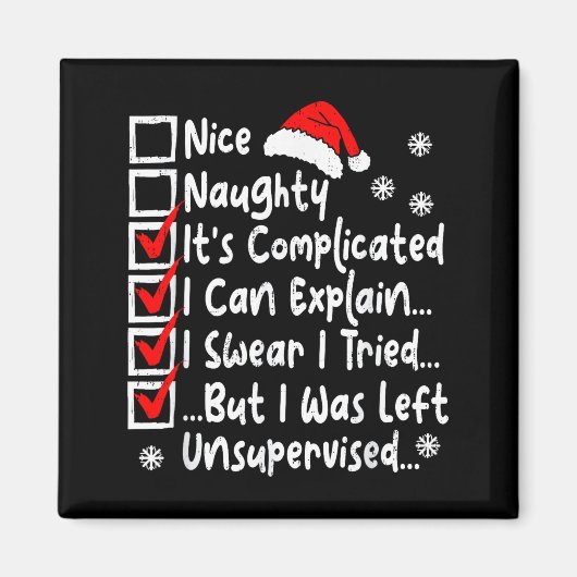 Aimant Nice Naughty Multi Checklist Funny Christmas List (Devant)