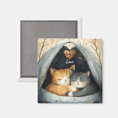 Aimant Niché dans Love Kitty Cuddles de chat Illustrated  (Recto/Verso)
