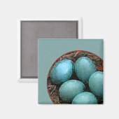 Aimant Nid D'Oiseau Avec Oeufs De Robin Bleu (Recto/Verso)