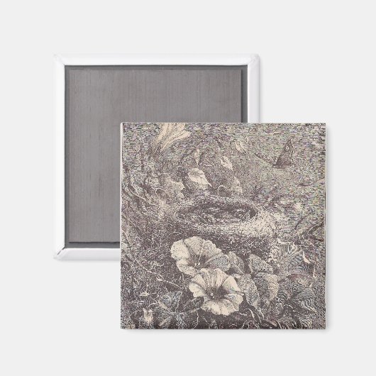 Aimant Nid, Fleurs et Papillon (Recto/Verso)