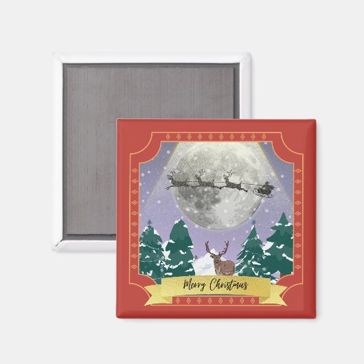 Aimant Night de Noël moderne Vintage (Recto/Verso)
