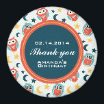 Aimant Night Owl Anniversaire Merci<br><div class="desc">Petit aimant de dessin animé de hibou de nuit avec lune et étoiles. Convient comme une faveur de fête ou de vous remercier cadeau pour vos invités mignons. Soirée d'anniversaire en sommeil.</div>