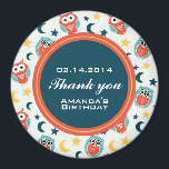 Aimant Night Owl Anniversaire Merci<br><div class="desc">Petit aimant de dessin animé de hibou de nuit avec lune et étoiles. Convient comme une faveur de fête ou de vous remercier cadeau pour vos invités mignons. Soirée d'anniversaire en sommeil.</div>