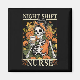 Aimant Night Shift Nurse Skeleton Halloween Rn Nurses Wom