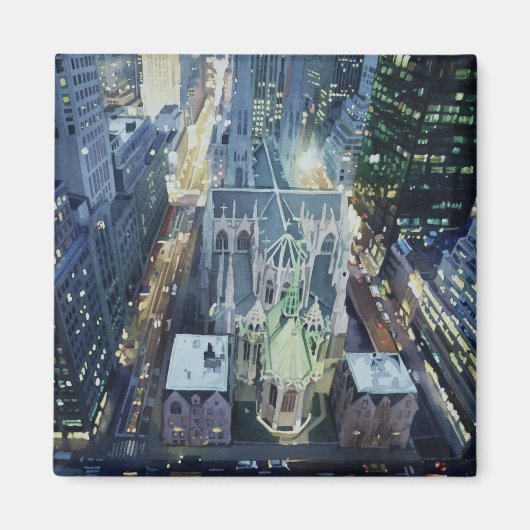 Aimant "Nightlights New York" Aquarelle Art (Devant)