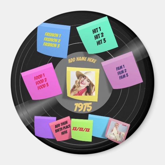 Aimant N'IMPORTE QUELLE Année Née 60s les années 70 Vinyl (Devant)