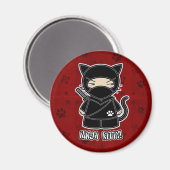 Aimant Ninja Kitty ! En rouge (Recto/Verso)