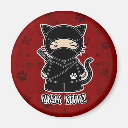 Aimant Ninja Kitty ! En rouge (Devant)