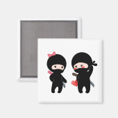 Aimant Ninja Pair, un garçon et une fille (Recto/Verso)