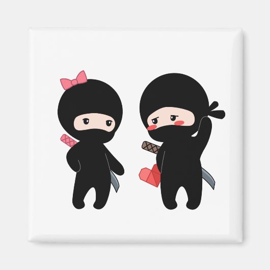 Aimant Ninja Pair, un garçon et une fille (Devant)