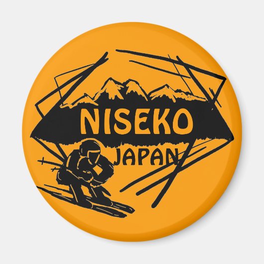 Aimant Niseko Japon orange logo de ski art souvenir aiman (Devant)