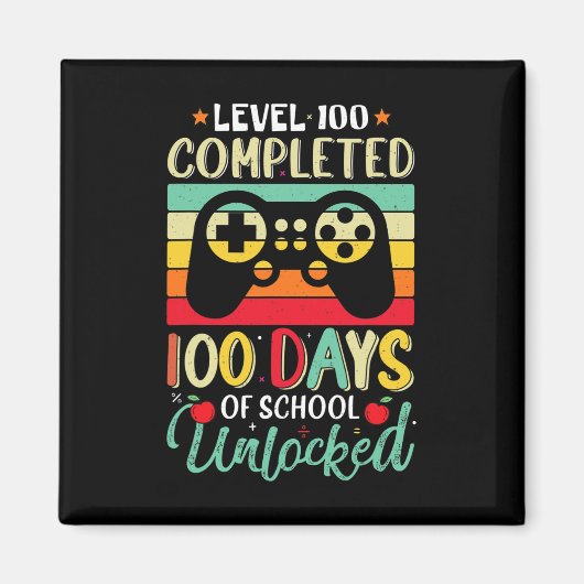 Aimant Niveau 100 Jours D'École Complète Gamer Niveau Gar (Devant)