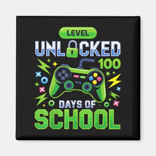 Aimant Niveau 100 Jours D'école Débloqué Jeu Vidéo Drôle (Devant)