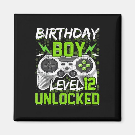 Aimant Niveau 12 Déverrouillé Gamer 12e Anniversaire Cade (Devant)