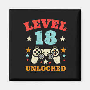 Aimant Niveau 18 Débloqué Video Gamer Garçons Hommes 18e