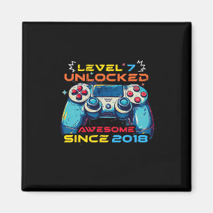 Aimant Niveau 7 Débloqué Gamer 7e Anniversaire T-Shirt Ga