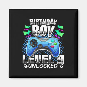Aimant Niveau 9 Débloqué Jeu Vidéo 9e Anniversaire Gamer