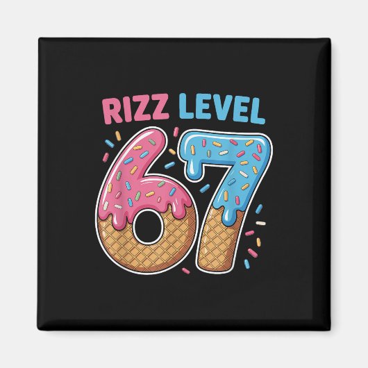Aimant Niveau Rizz 67 Génération Alpha d'argot 67e Numéro (Devant)