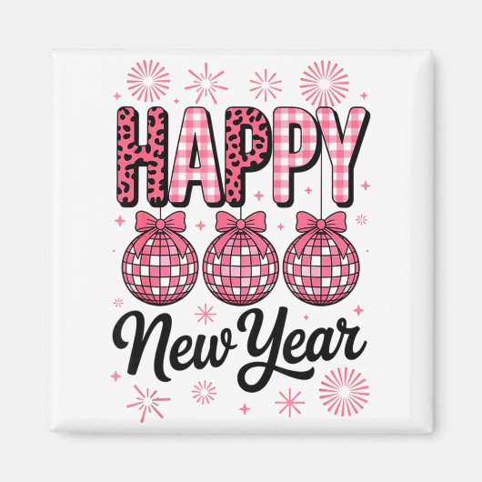 Aimant Nk Happy New Year Disco Ball Leopard For Women Gir (Devant)