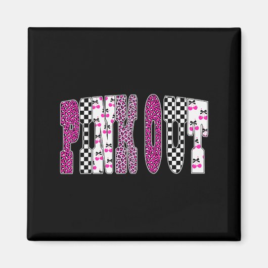 Aimant Nk Out Leopard Checkered Breast Cancer Football Ga (Devant)