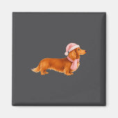 Aimant Nk Santa Red Long Haired Dachshund Christmas  (Devant)