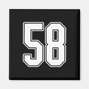 Aimant No 58 White Outline Numéro 58 Sports Fan Jersey St