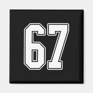 Aimant No 67 White Outline Numéro 67 Sports Fan Jersey St