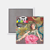 Aimant No Signal - Collage numérique Cheeky Lady (Recto/Verso)