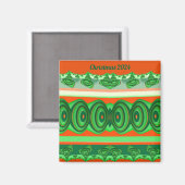 Aimant NOËL 2023 ~ 3D Fractal rouge vert blanc ~ (Recto/Verso)