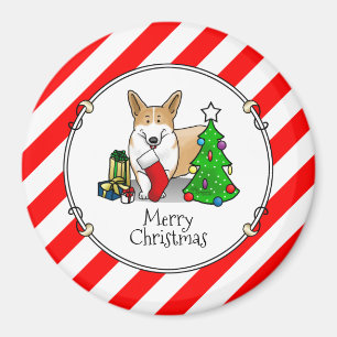 Aimant Noël 2 Pembroke Welsh Corgi (rouge 1) Tree Cute