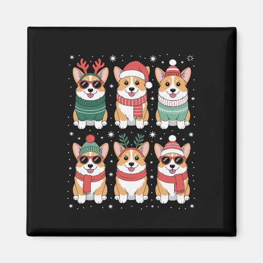 Aimant Noël à Corgi Santa Hat (Devant)