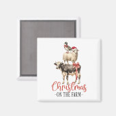 Aimant Noël à la ferme Barnyard animal (Recto/Verso)