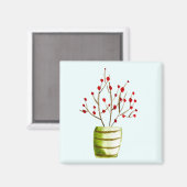 Aimant Noël à l'aquarelle de Red Berries (Recto/Verso)